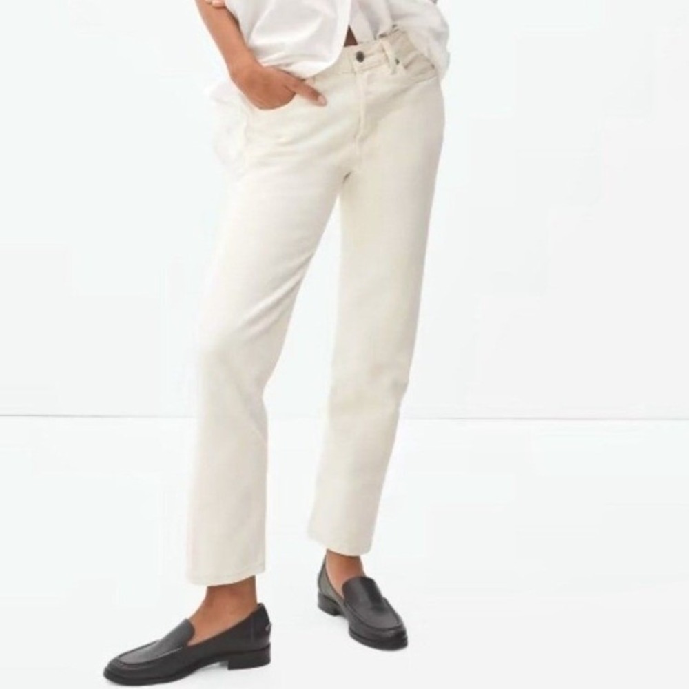 Everlane The Rigid Slouch Jean Womens 32 Cream Organic Cotton Button Fly Relaxed